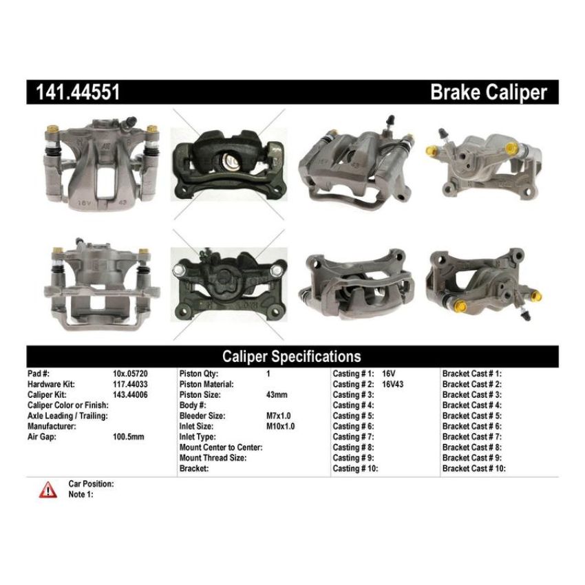 CENTRIC PARTS 141.44551 Centric Semi-Loaded Brake Caliper