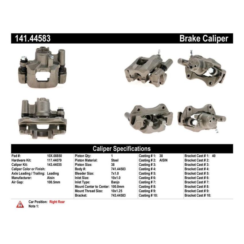 CENTRIC PARTS 141.44583 Centric Semi-Loaded Brake Caliper