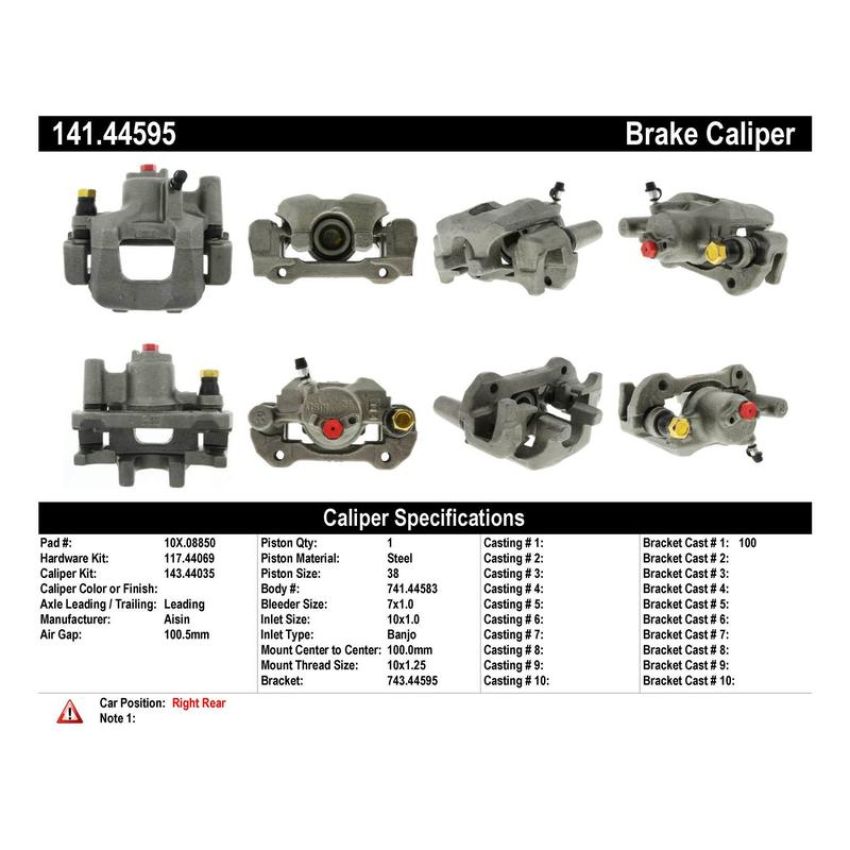 CENTRIC PARTS 141.44595 Centric Semi-Loaded Brake Caliper