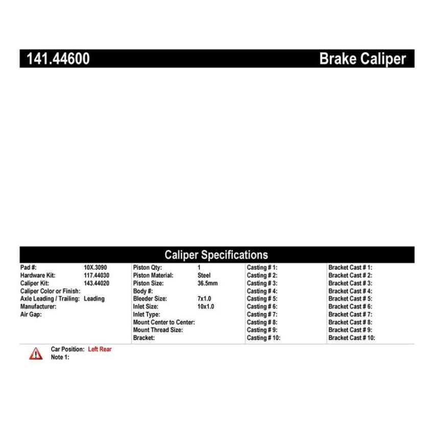 CENTRIC PARTS 141.44600 Centric Semi-Loaded Brake Caliper