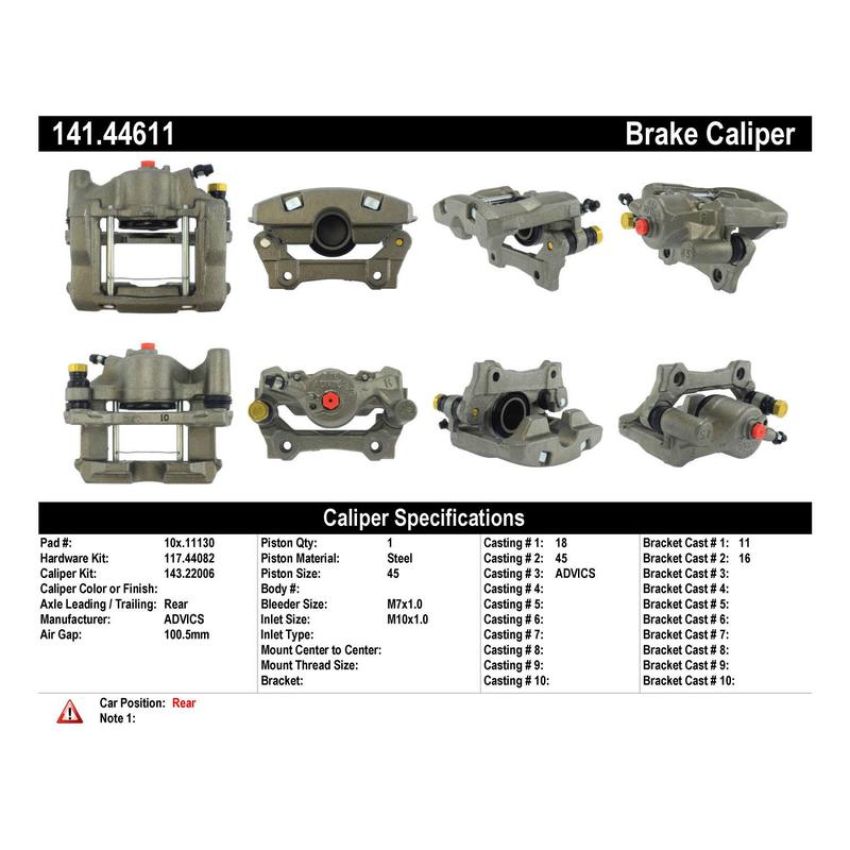 CENTRIC PARTS 141.44611 Centric Semi-Loaded Brake Caliper