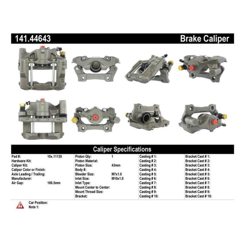 CENTRIC PARTS 141.44643 Centric Semi-Loaded Brake Caliper