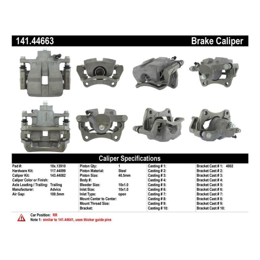 CENTRIC PARTS 141.44663 Centric Semi-Loaded Brake Caliper