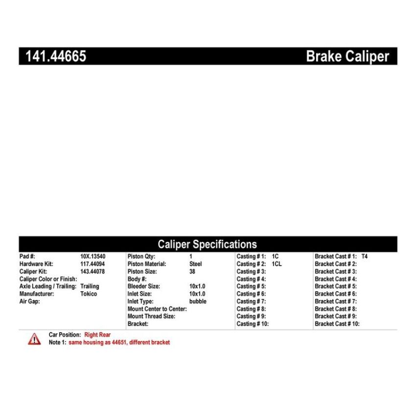 CENTRIC PARTS 141.44665 Centric Semi-Loaded Brake Caliper