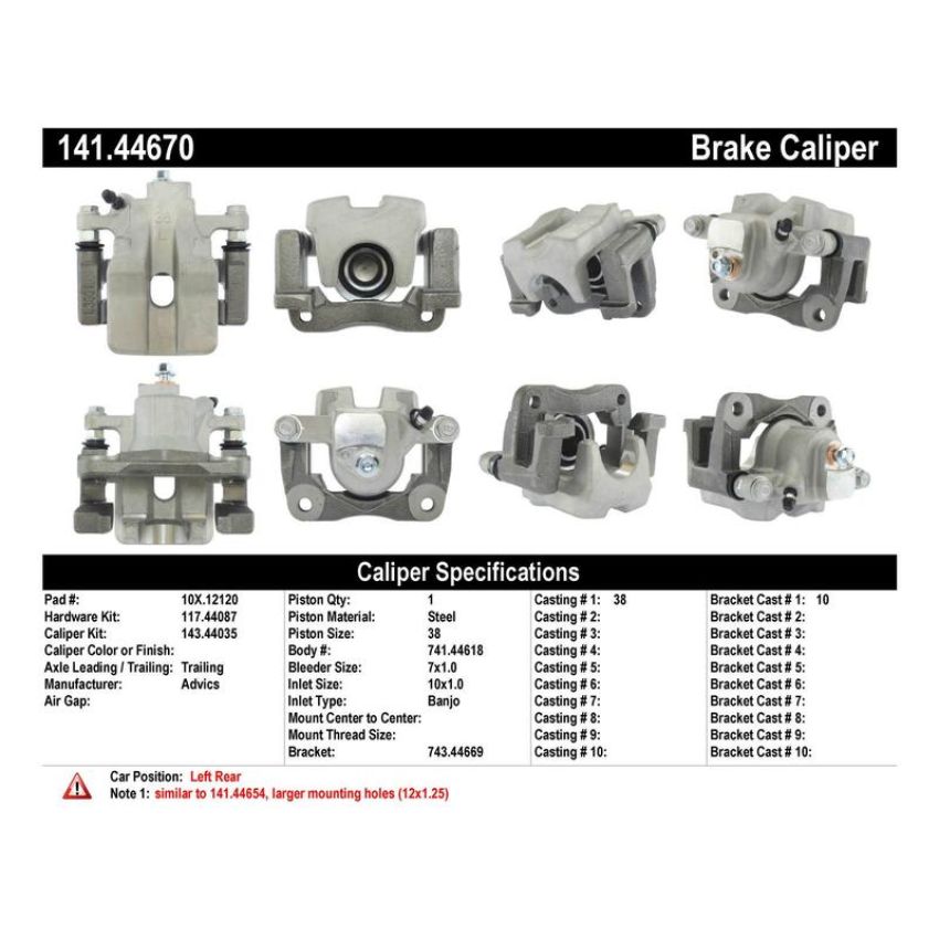 CENTRIC PARTS 141.44670 Centric Semi-Loaded Brake Caliper
