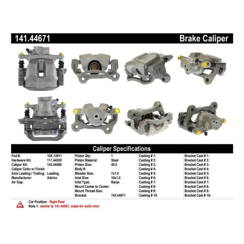 CENTRIC PARTS 141.44671 Centric Semi-Loaded Brake Caliper