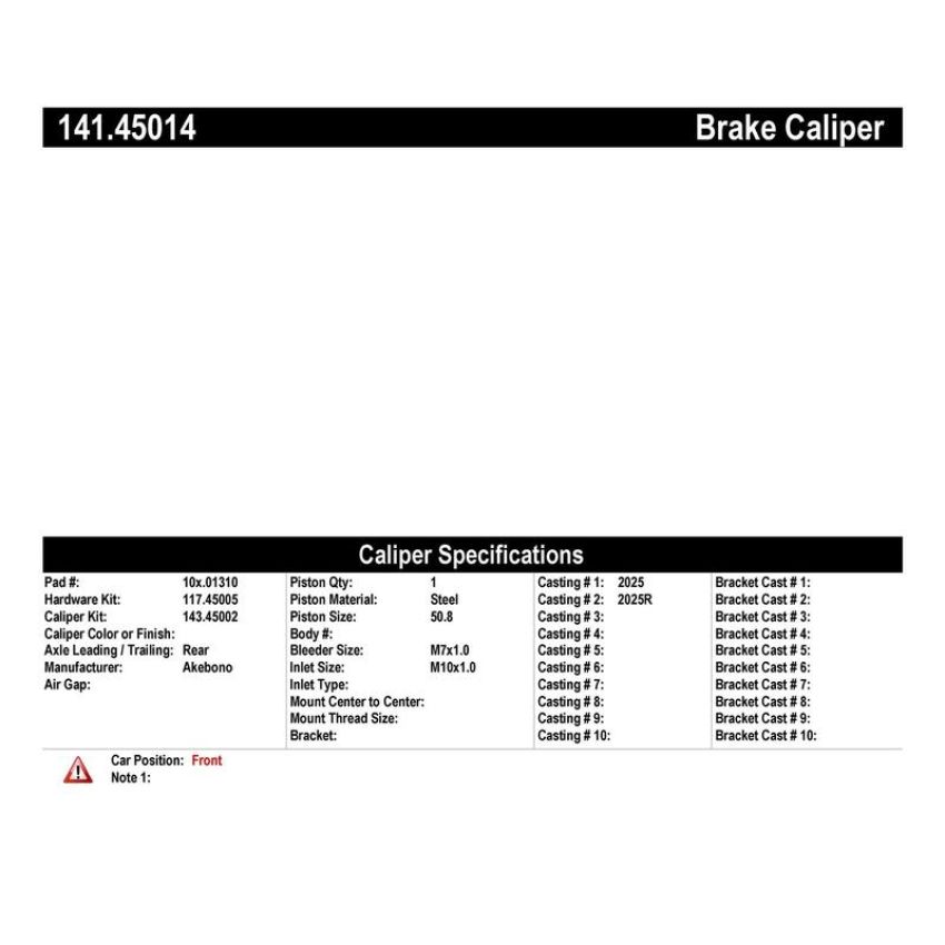 CENTRIC PARTS 141.45014 Centric Semi-Loaded Brake Caliper