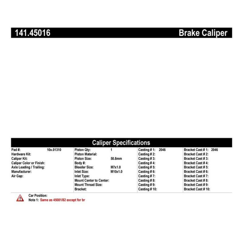 CENTRIC PARTS 141.45016 Centric Semi-Loaded Brake Caliper
