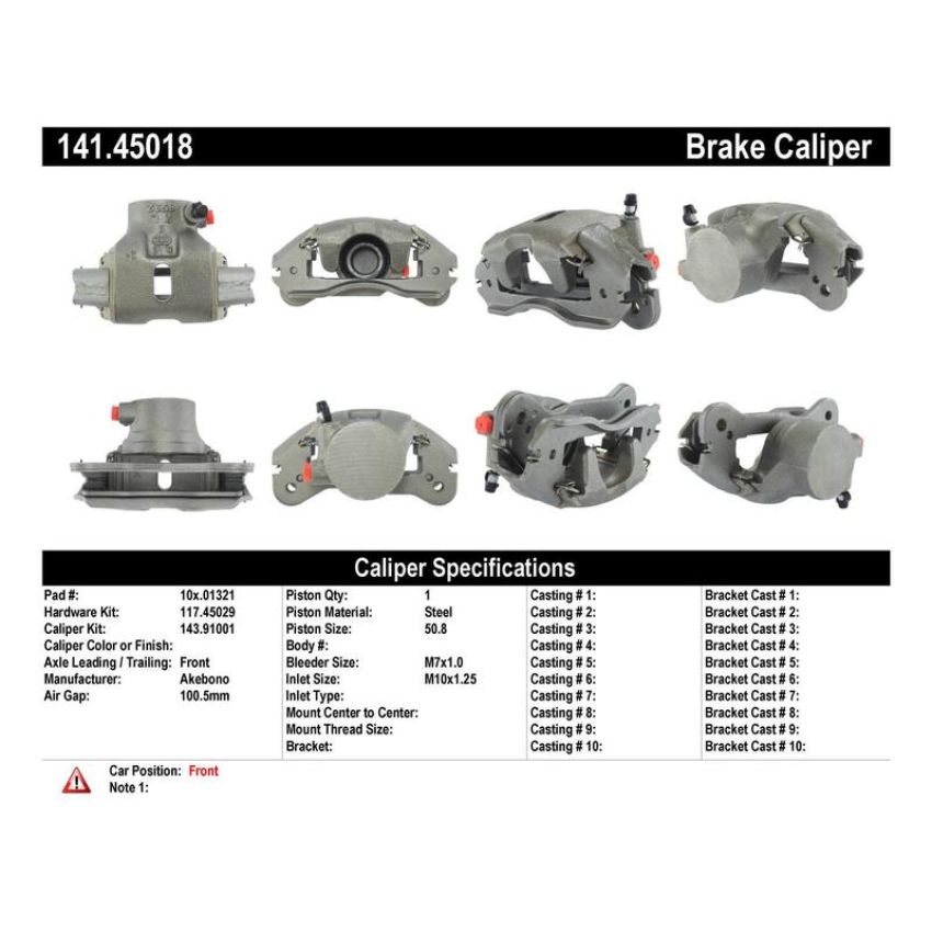 CENTRIC PARTS 141.45018 Centric Semi-Loaded Brake Caliper