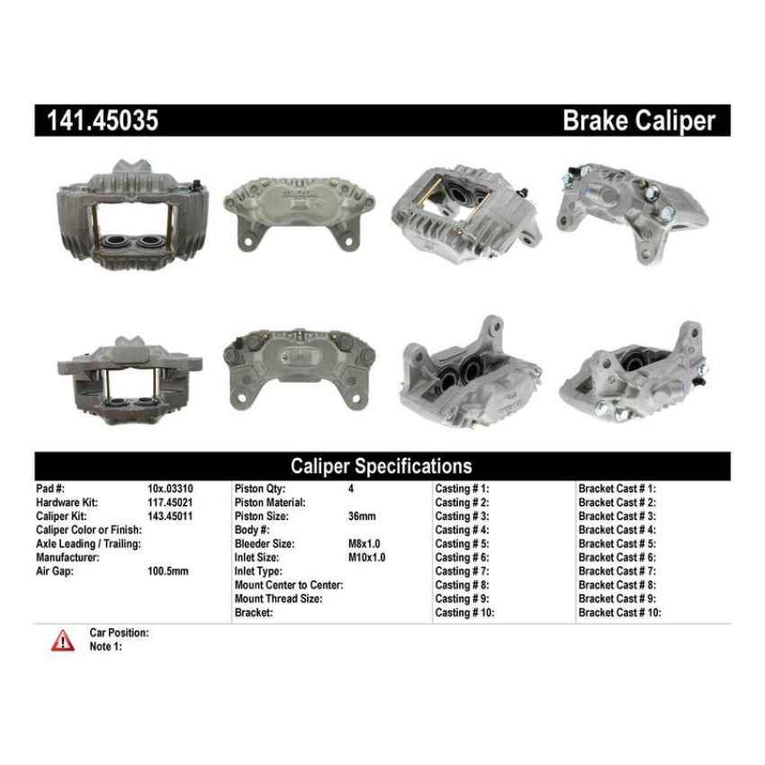 CENTRIC PARTS 141.45035 Centric Semi-Loaded Brake Caliper