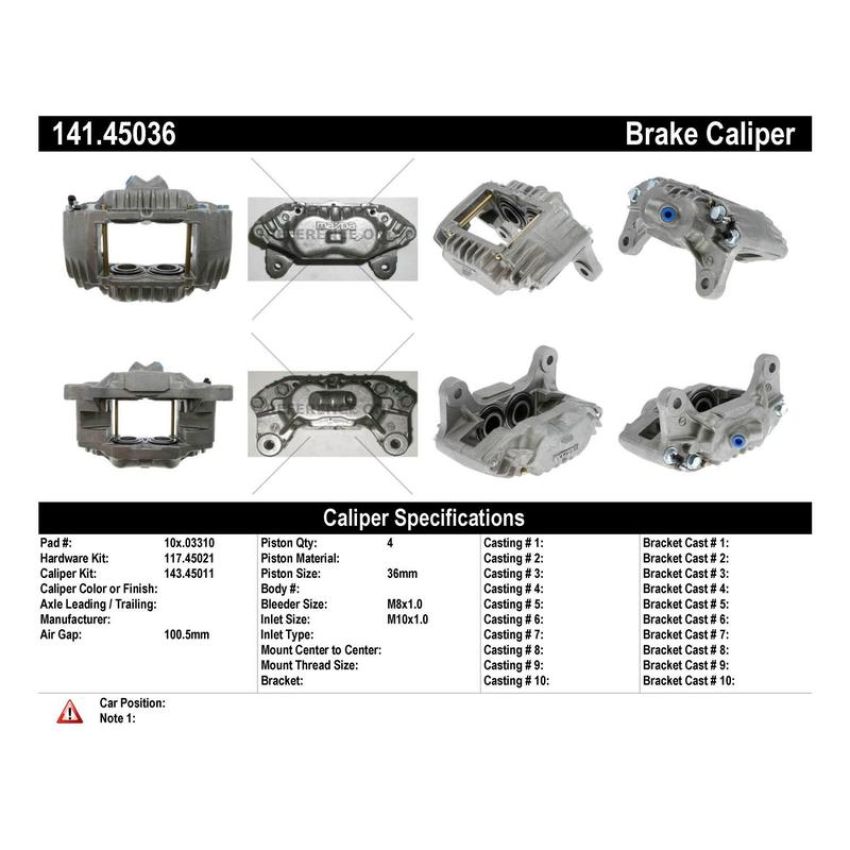CENTRIC PARTS 141.45036 Centric Semi-Loaded Brake Caliper