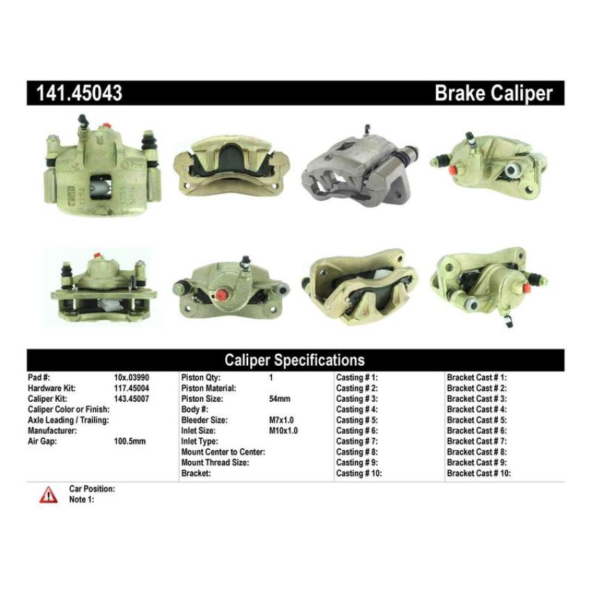 CENTRIC PARTS 141.45043 Centric Semi-Loaded Brake Caliper