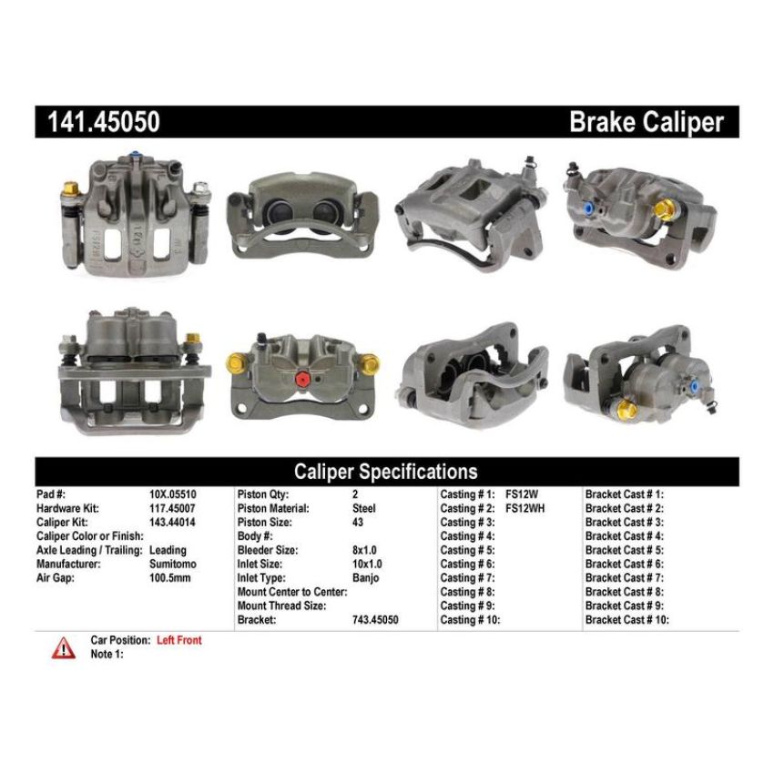 CENTRIC PARTS 141.45050 Centric Semi-Loaded Brake Caliper