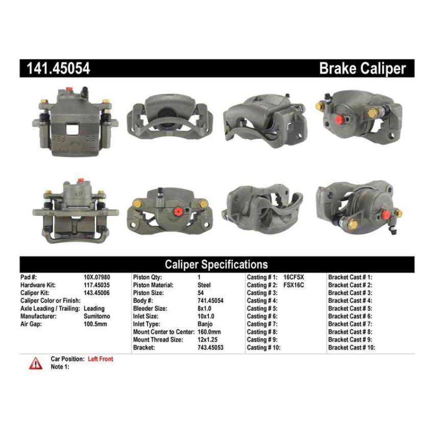 CENTRIC PARTS 141.45054 Centric Semi-Loaded Brake Caliper