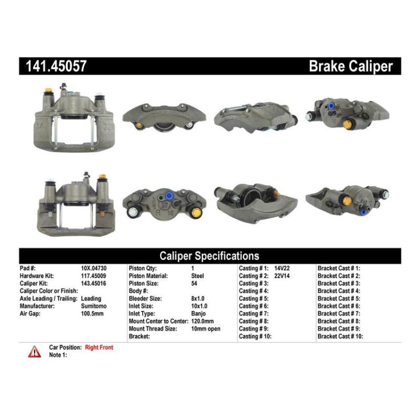 CENTRIC PARTS 141.45057 Centric Semi-Loaded Brake Caliper