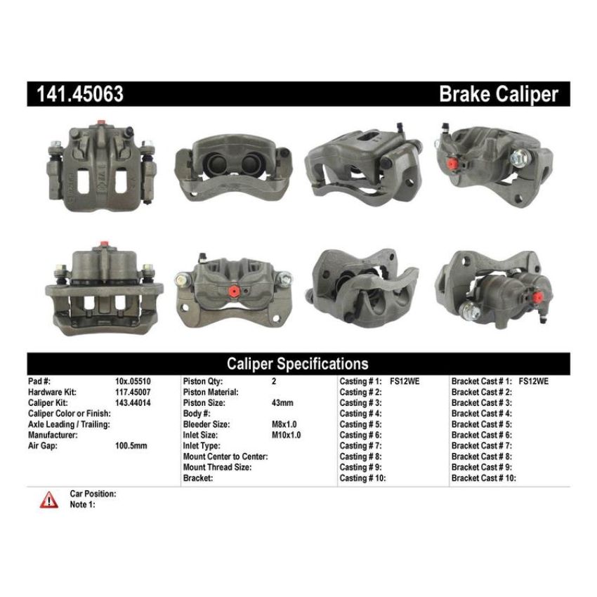 CENTRIC PARTS 141.45063 Centric Semi-Loaded Brake Caliper