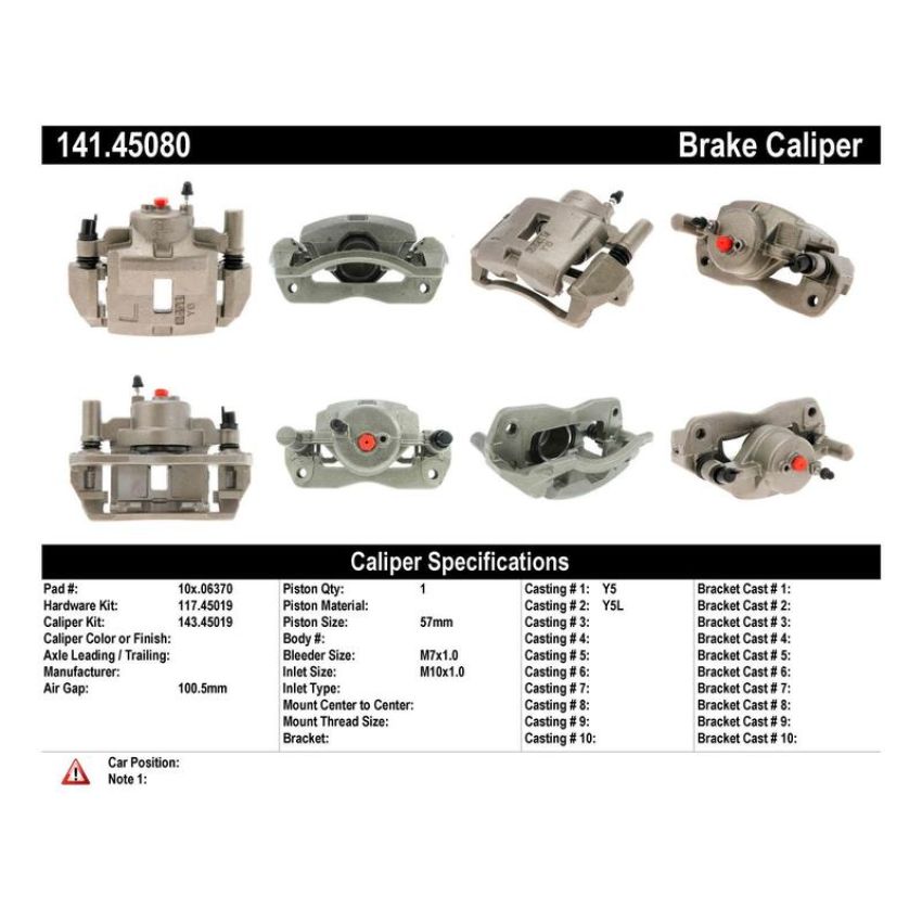 CENTRIC PARTS 141.45080 Centric Semi-Loaded Brake Caliper