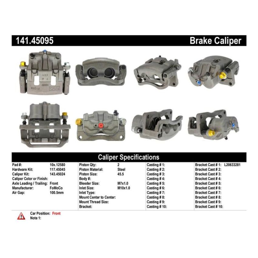 CENTRIC PARTS 141.45095 Centric Semi-Loaded Brake Caliper