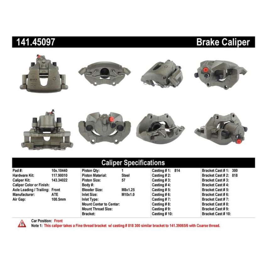 CENTRIC PARTS 141.45097 Centric Semi-Loaded Brake Caliper