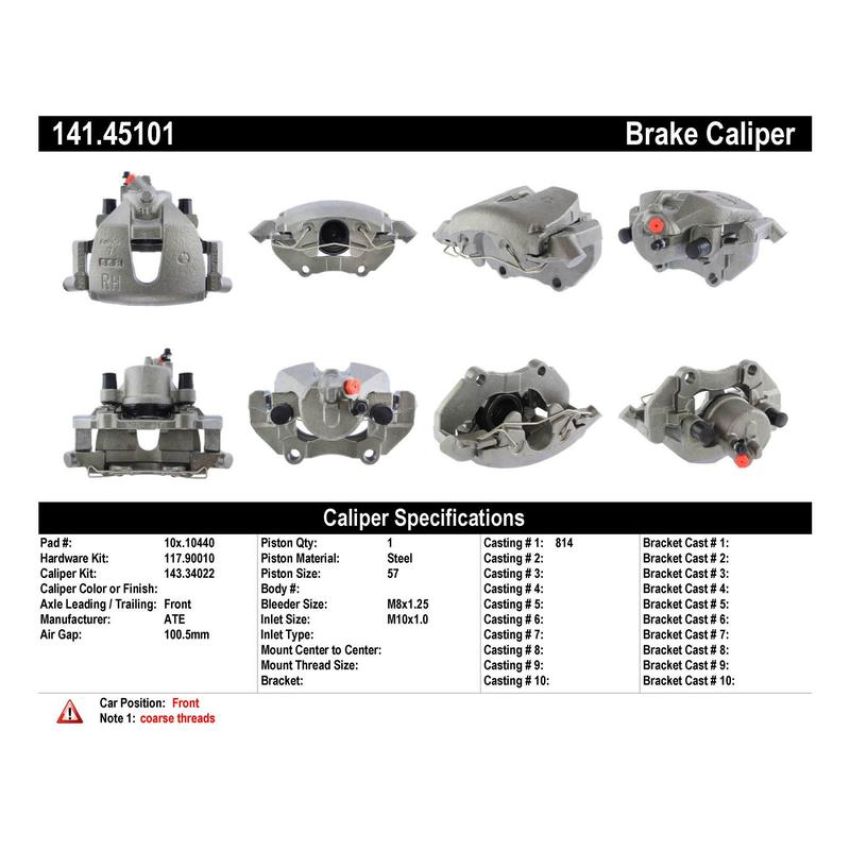 CENTRIC PARTS 141.45101 Centric Semi-Loaded Brake Caliper