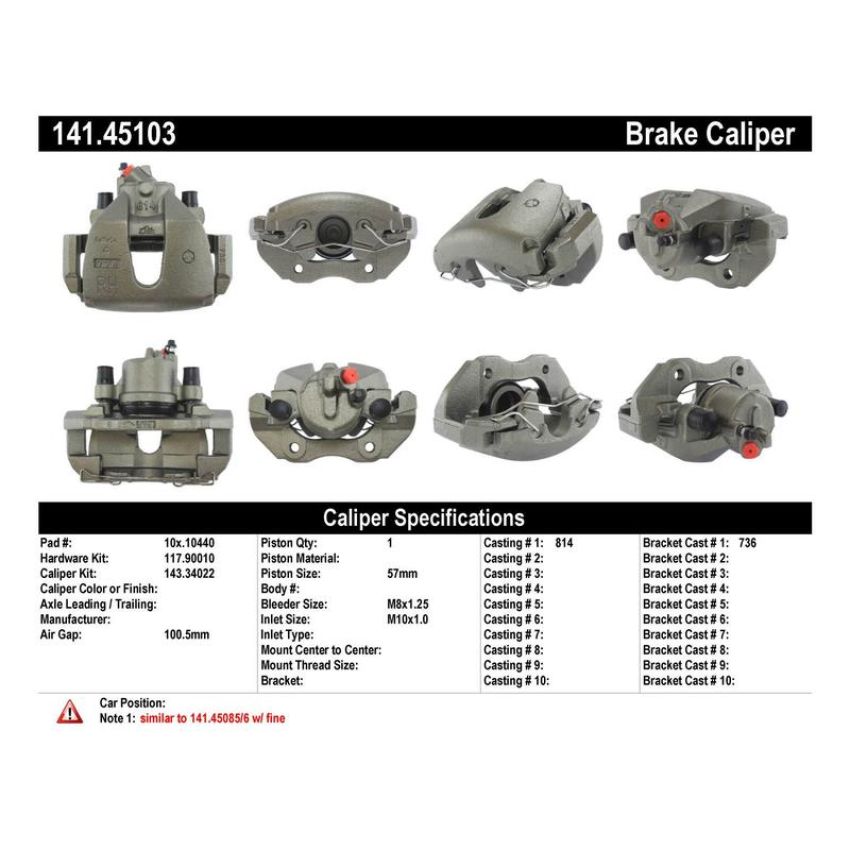 CENTRIC PARTS 141.45103 Centric Semi-Loaded Brake Caliper