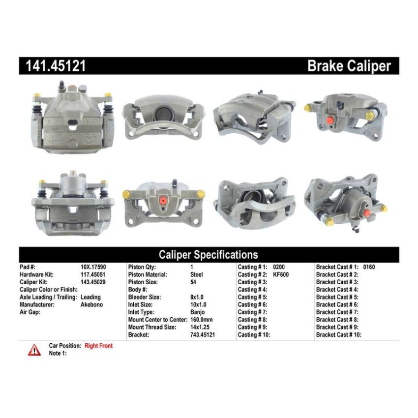CENTRIC PARTS 141.45121 Centric Semi-Loaded Brake Caliper