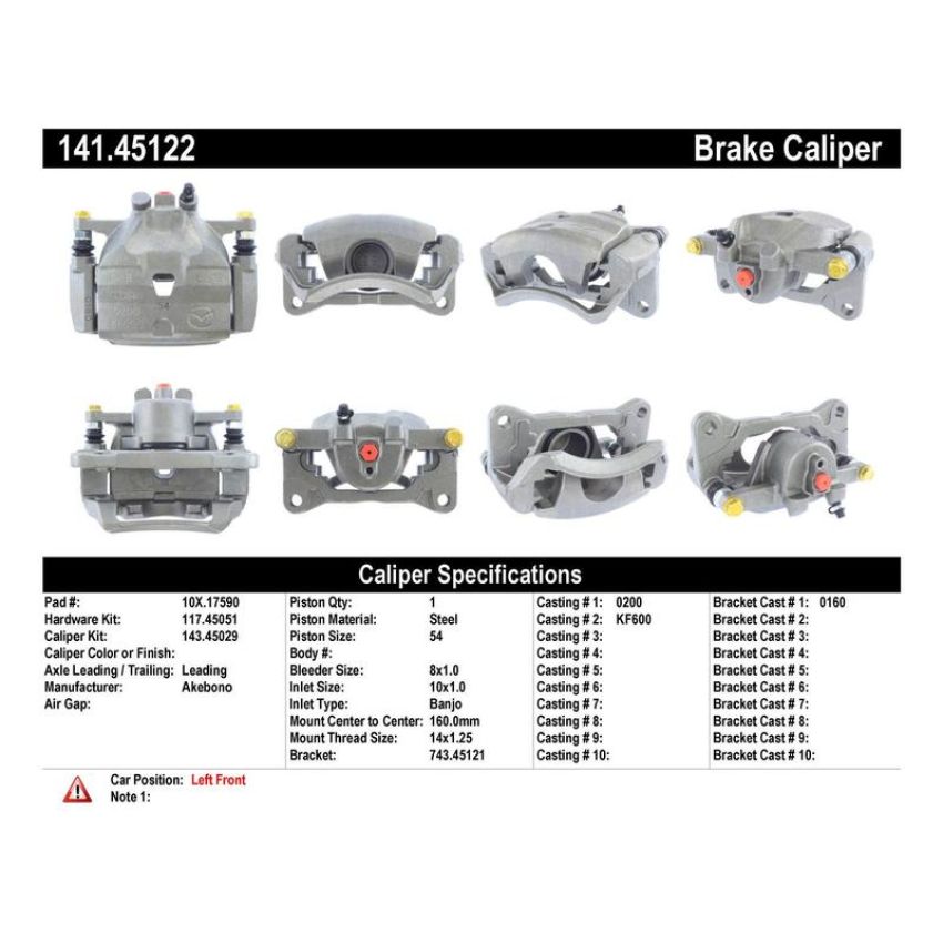 CENTRIC PARTS 141.45122 Centric Semi-Loaded Brake Caliper