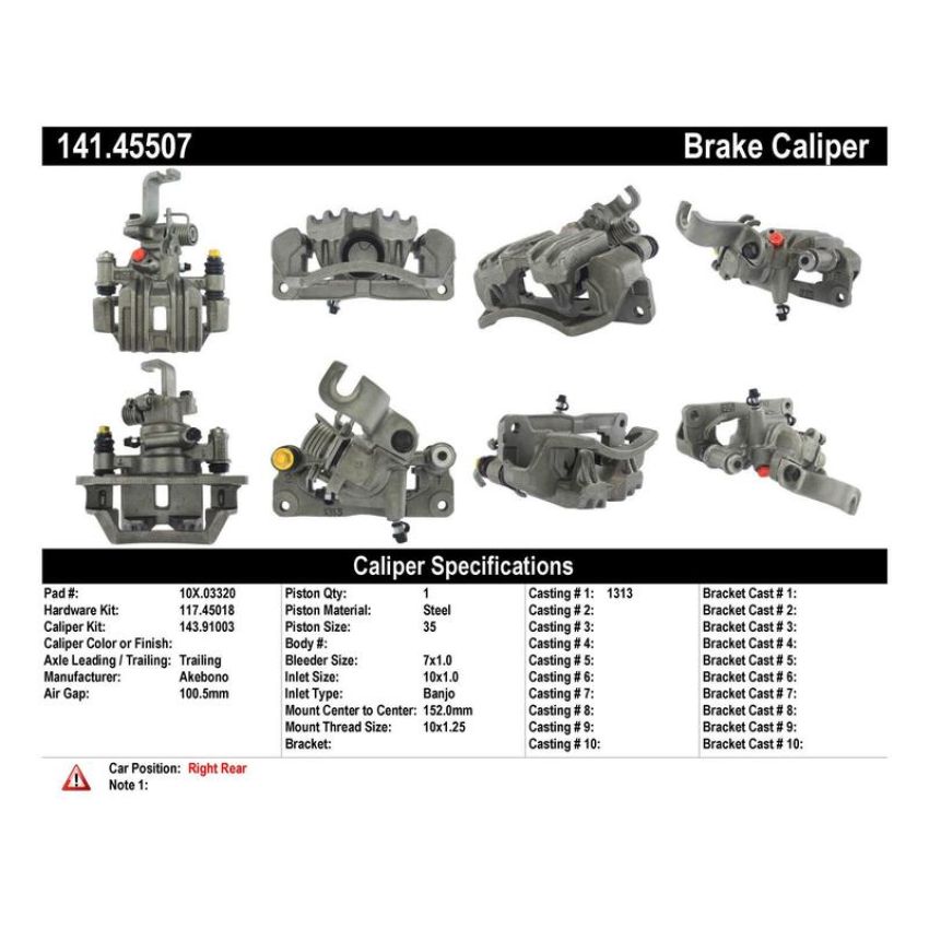 CENTRIC PARTS 141.45507 Centric Semi-Loaded Brake Caliper
