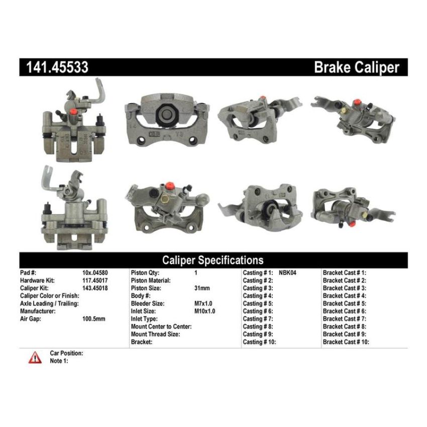 CENTRIC PARTS 141.45533 Centric Semi-Loaded Brake Caliper