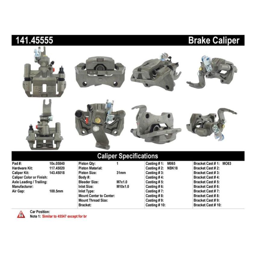 CENTRIC PARTS 141.45555 Centric Semi-Loaded Brake Caliper