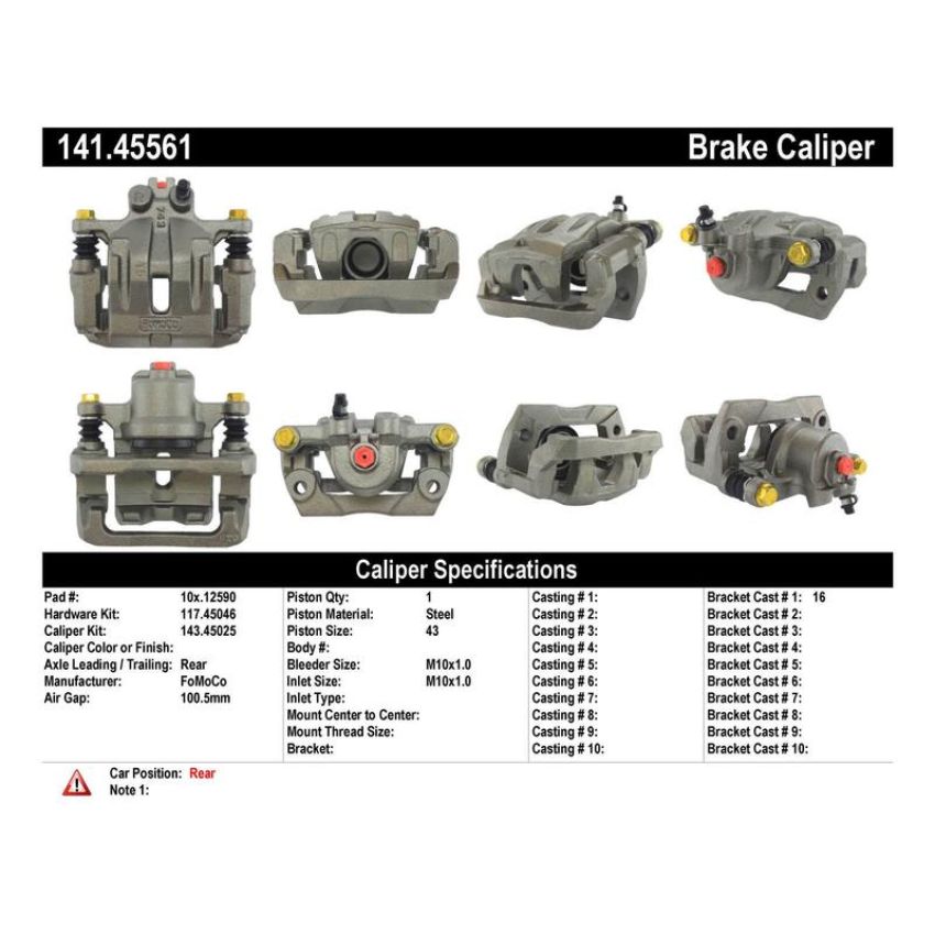 CENTRIC PARTS 141.45561 Centric Semi-Loaded Brake Caliper