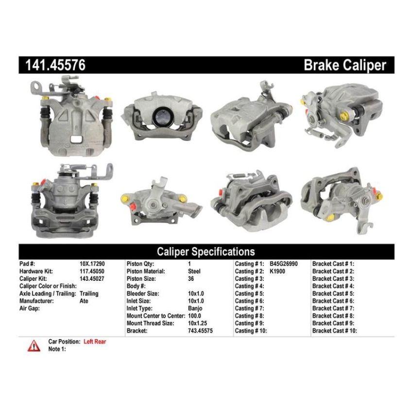 CENTRIC PARTS 141.45576 Centric Semi-Loaded Brake Caliper