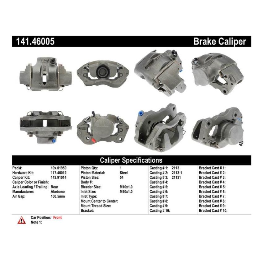 CENTRIC PARTS 141.46005 Centric Semi-Loaded Brake Caliper