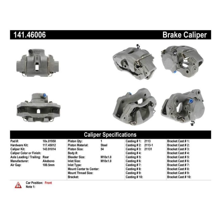 CENTRIC PARTS 141.46006 Centric Semi-Loaded Brake Caliper