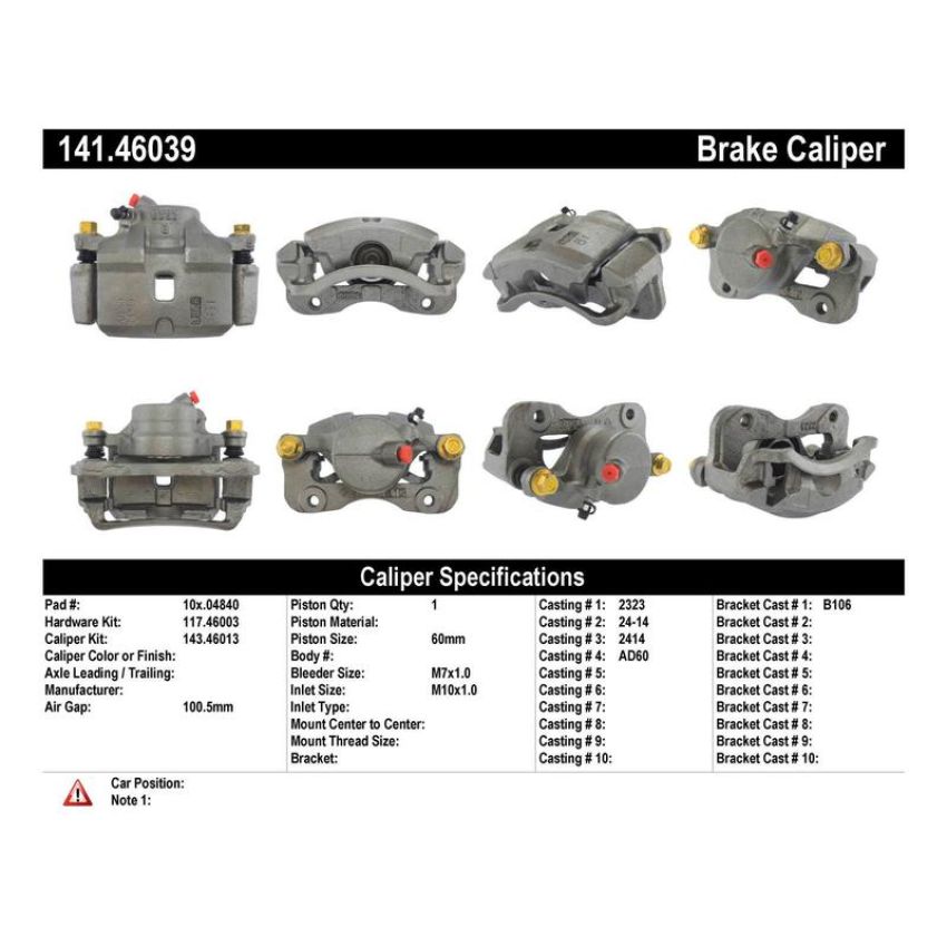 CENTRIC PARTS 141.46039 Centric Semi-Loaded Brake Caliper