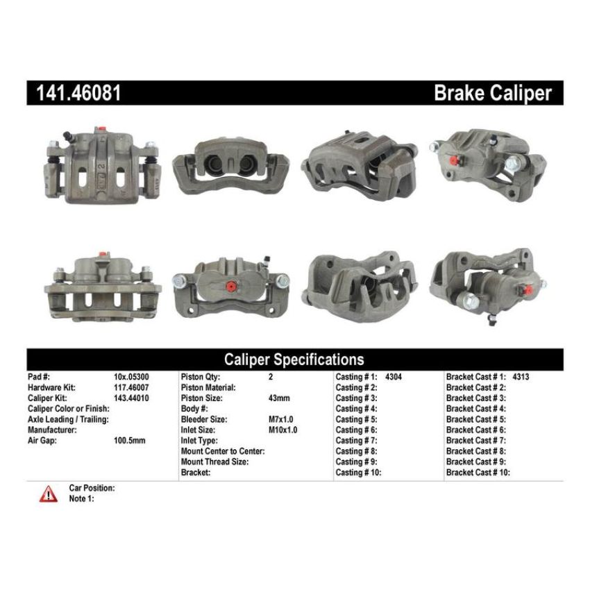 CENTRIC PARTS 141.46081 Centric Semi-Loaded Brake Caliper