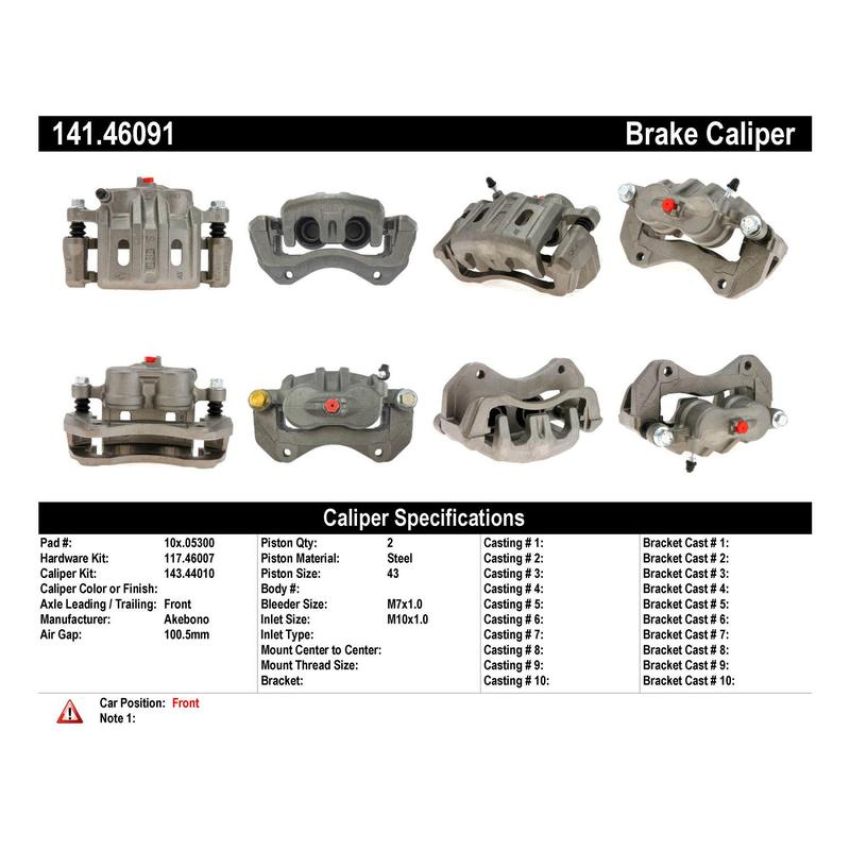 CENTRIC PARTS 141.46091 Centric Semi-Loaded Brake Caliper