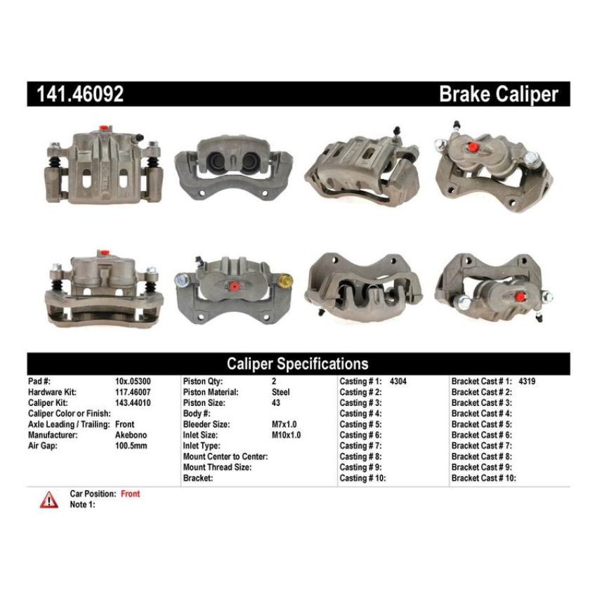CENTRIC PARTS 141.46092 Centric Semi-Loaded Brake Caliper