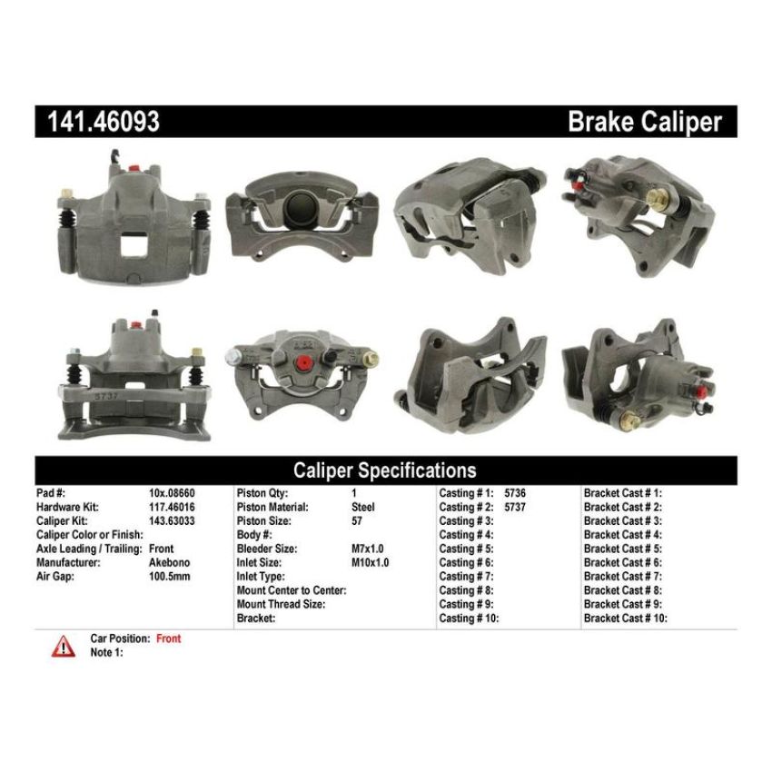 CENTRIC PARTS 141.46093 Centric Semi-Loaded Brake Caliper