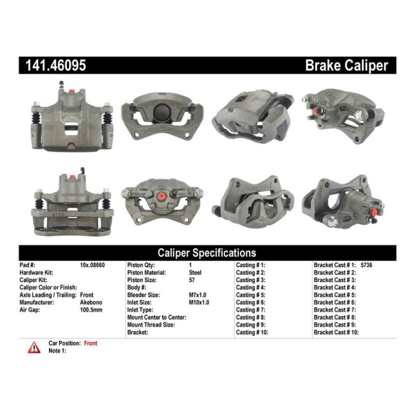 CENTRIC PARTS 141.46095 Centric Semi-Loaded Brake Caliper