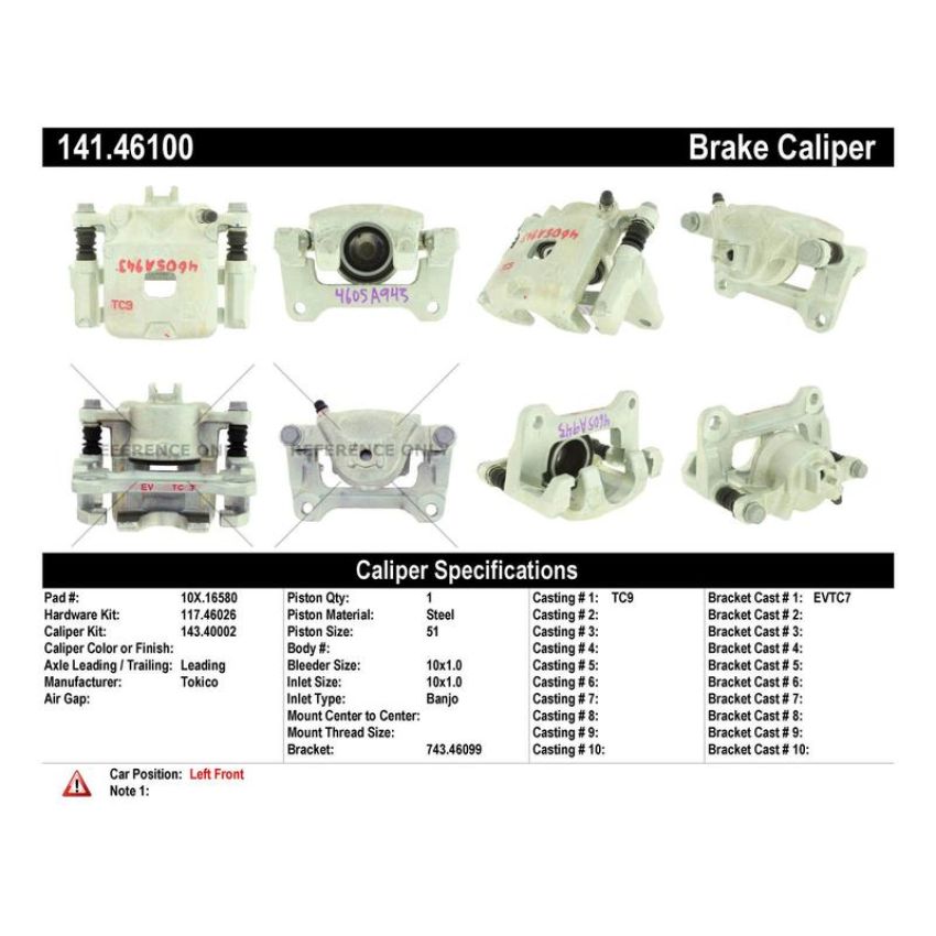 CENTRIC PARTS 141.46100 Centric Semi-Loaded Brake Caliper