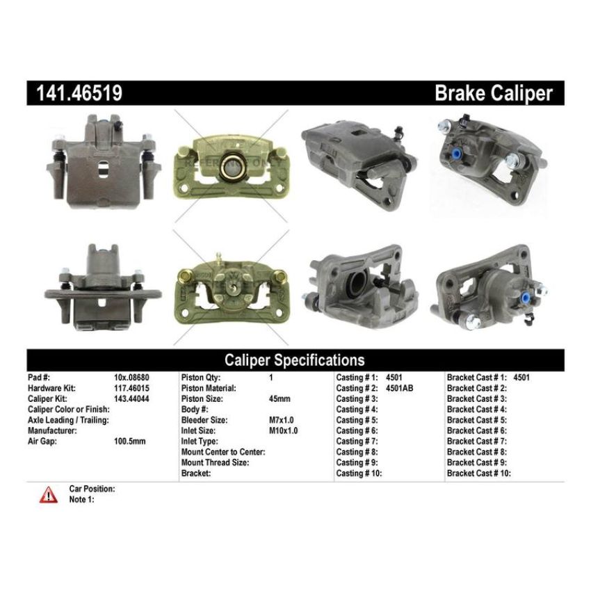 CENTRIC PARTS 141.46519 Centric Semi-Loaded Brake Caliper