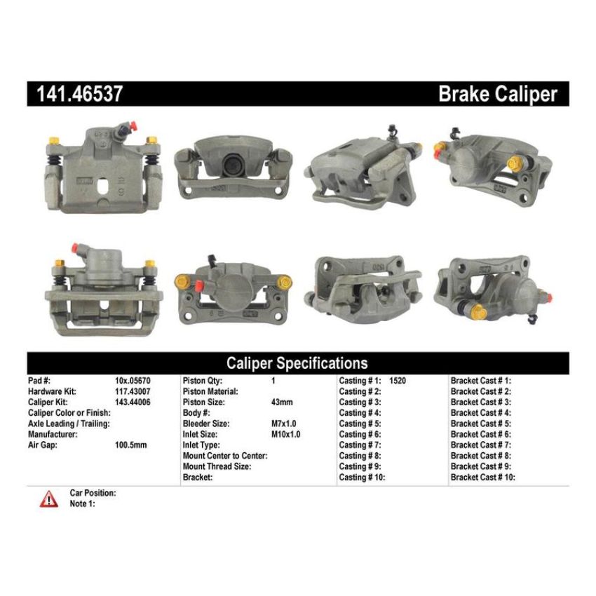 CENTRIC PARTS 141.46537 Centric Semi-Loaded Brake Caliper