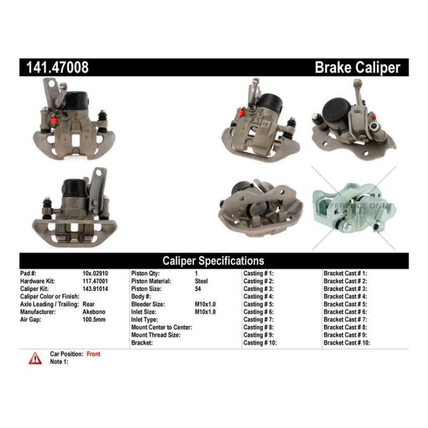 CENTRIC PARTS 141.47008 Centric Semi-Loaded Brake Caliper