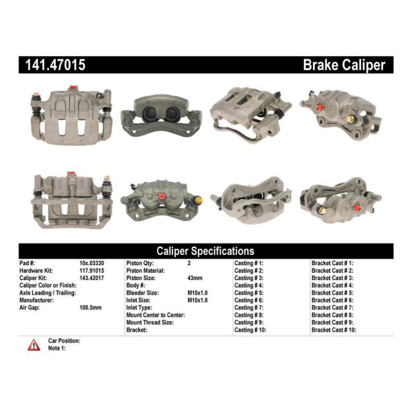CENTRIC PARTS 141.47015 Centric Semi-Loaded Brake Caliper