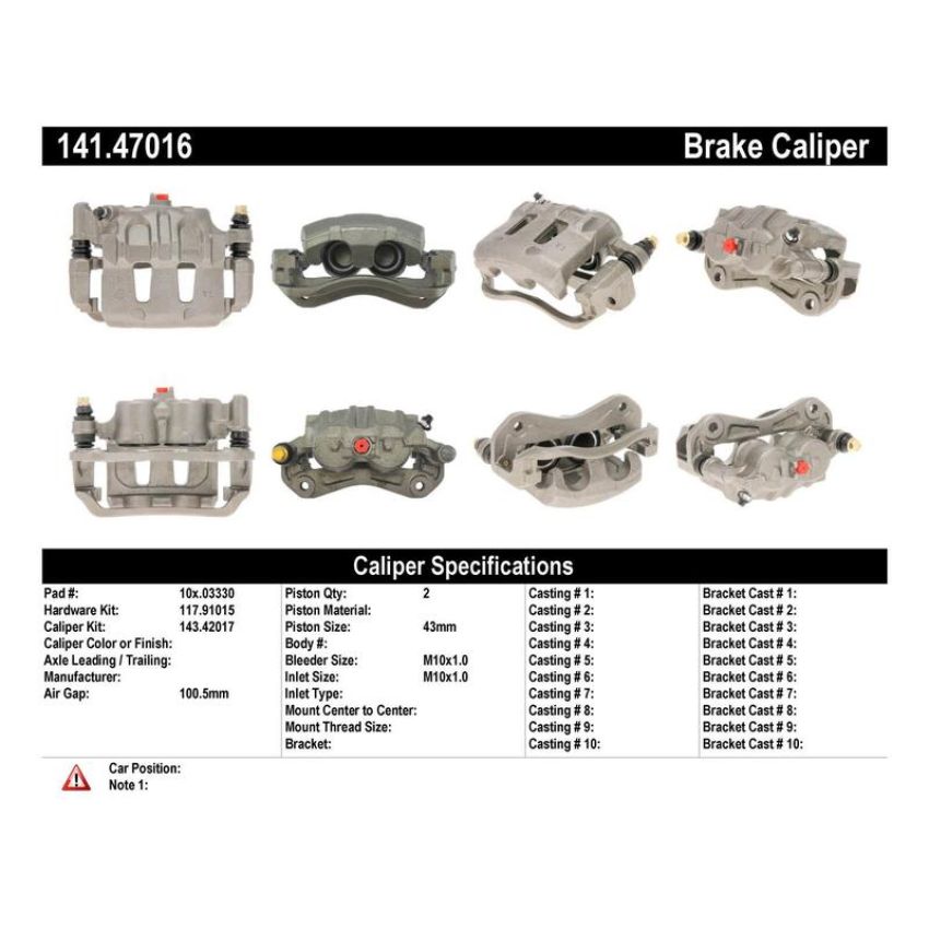 CENTRIC PARTS 141.47016 Centric Semi-Loaded Brake Caliper