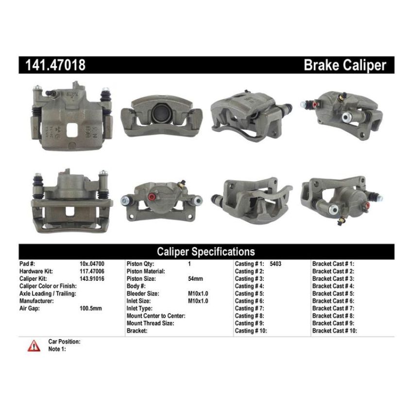 CENTRIC PARTS 141.47018 Centric Semi-Loaded Brake Caliper