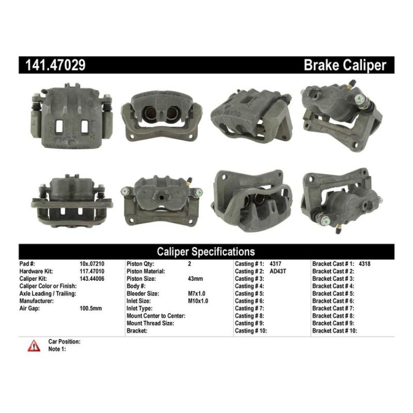 CENTRIC PARTS 141.47029 Centric Semi-Loaded Brake Caliper