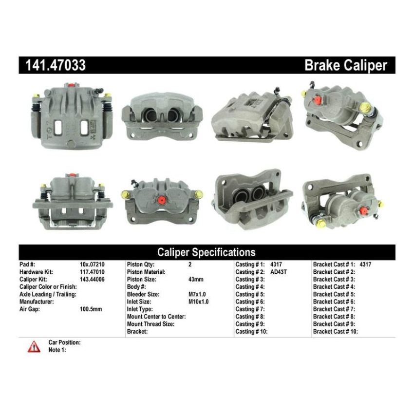 CENTRIC PARTS 141.47033 Centric Semi-Loaded Brake Caliper