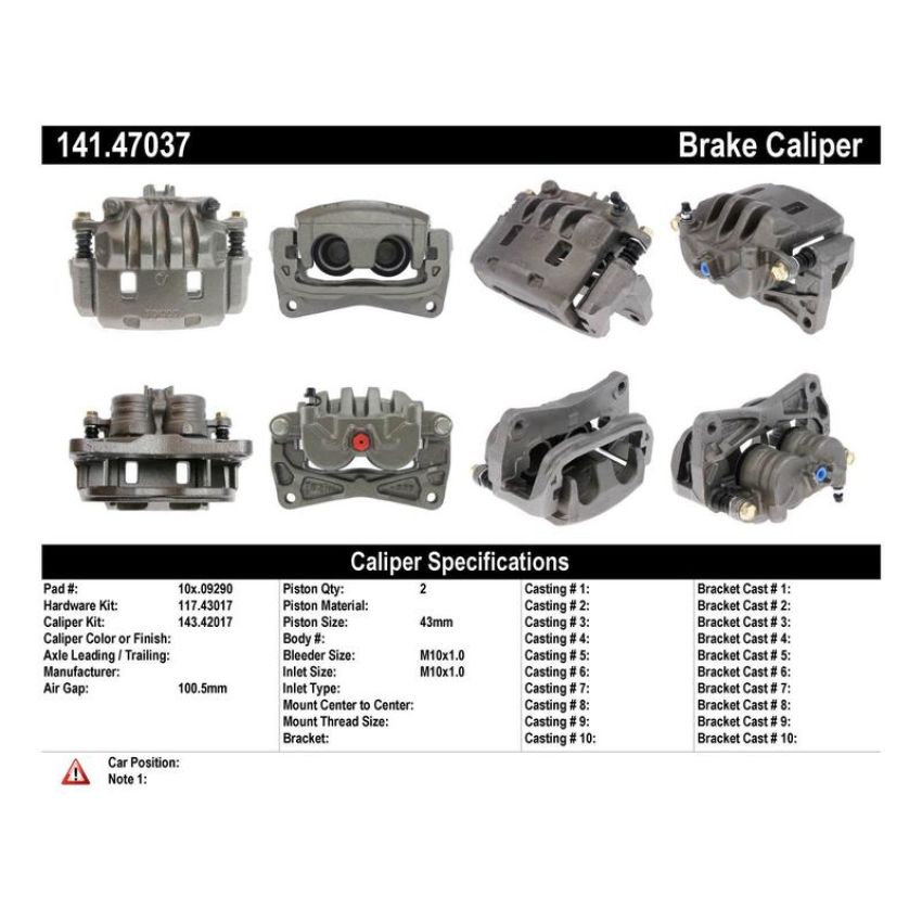 CENTRIC PARTS 141.47037 Centric Semi-Loaded Brake Caliper
